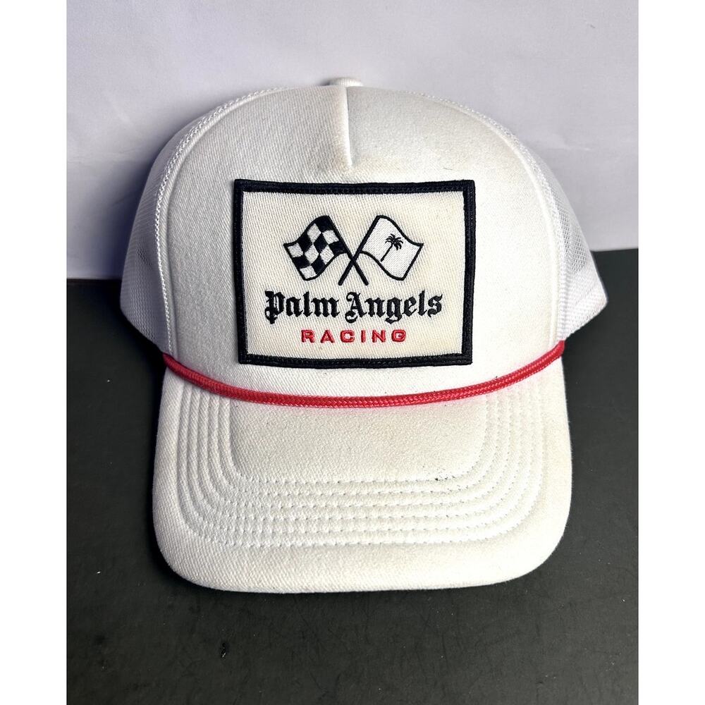 Mens White Palm Angels Racing Hat Snapback Mesh Truker